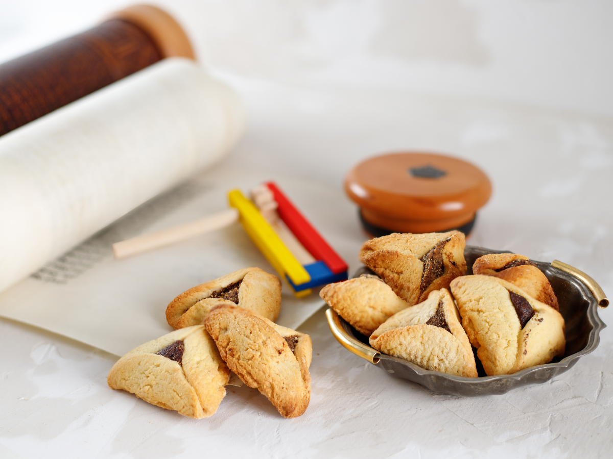 Purim pastries and scroll